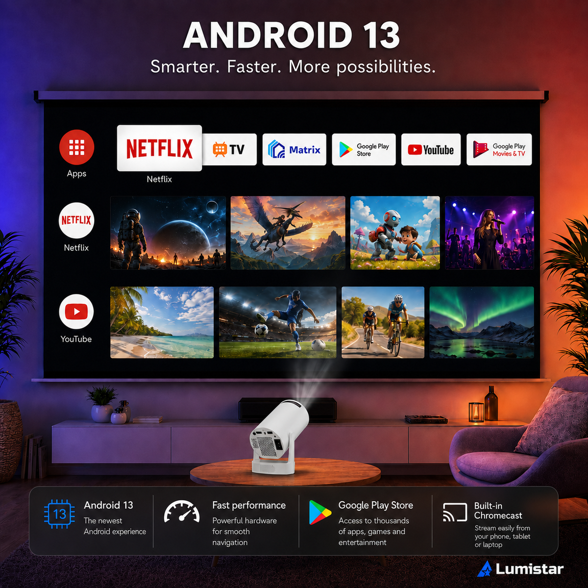 Lumistar Atmos Mini Beamer - Full HD & Powerful Sound Experience