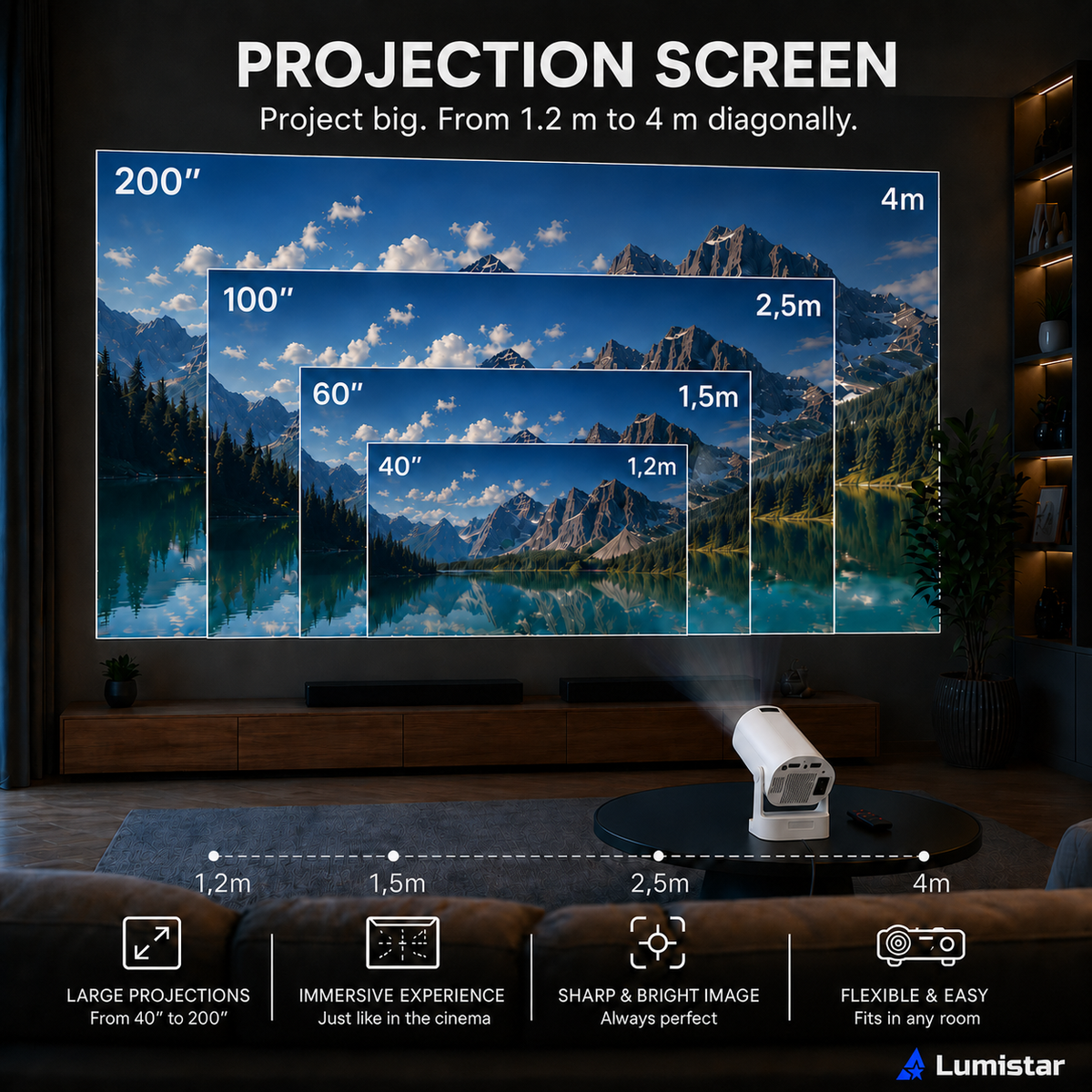 Lumistar Atmos Mini Beamer - Full HD & Powerful Sound Experience