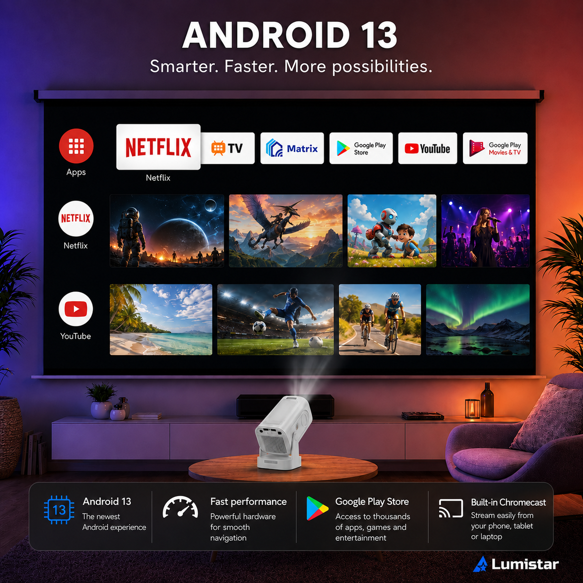 Lumistar Horizon Mini Beamer - Effortless Full-HD Cinema Experience - Lumistar - mini beamer - Lumistar